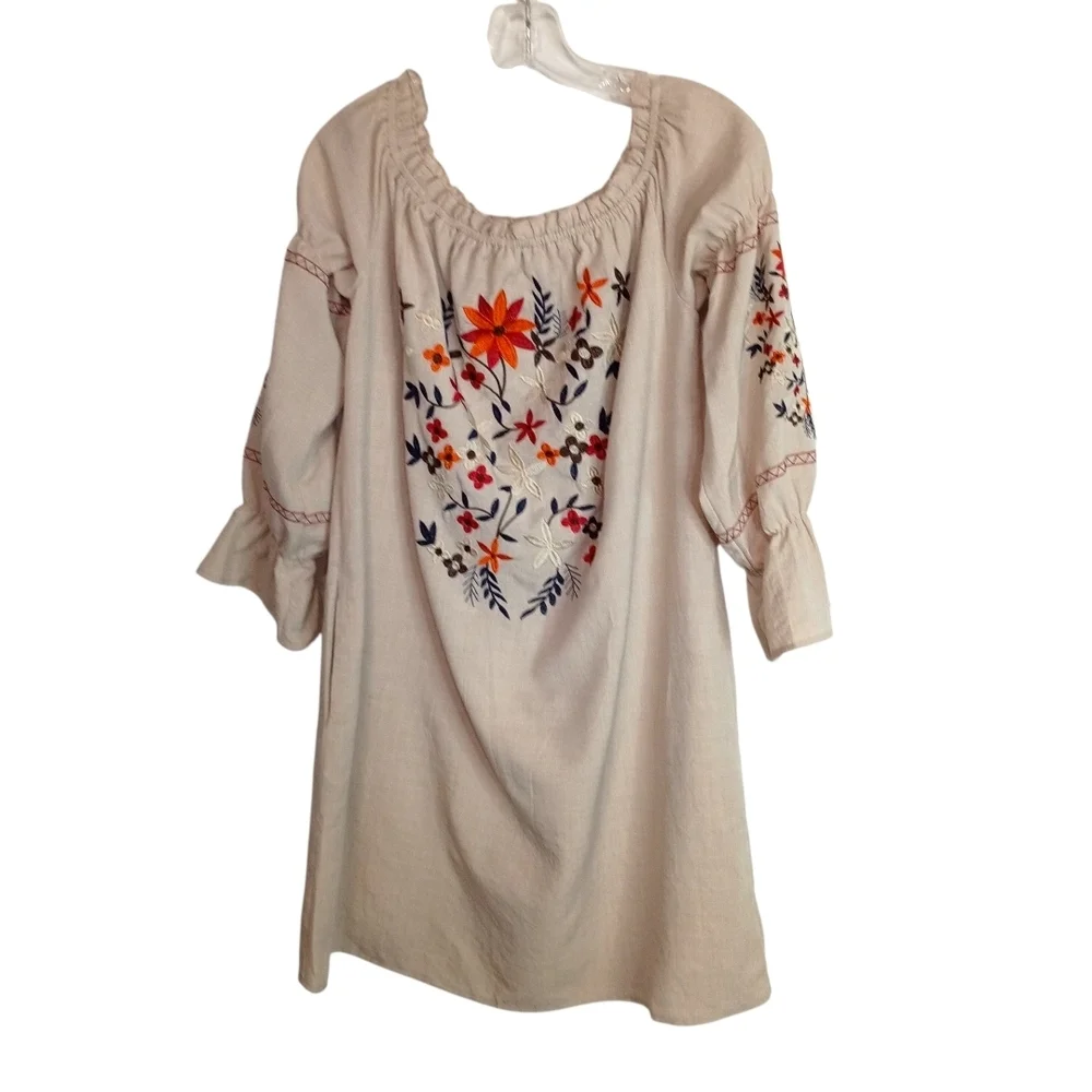 Listicle - Embroidered Floral Tunic Dress - Size Large - Picture 1 of 7